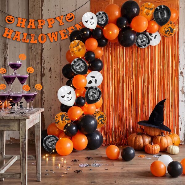 Halloween dekorace sada 38ks SPRINGOS HA5216 černo-oranžová