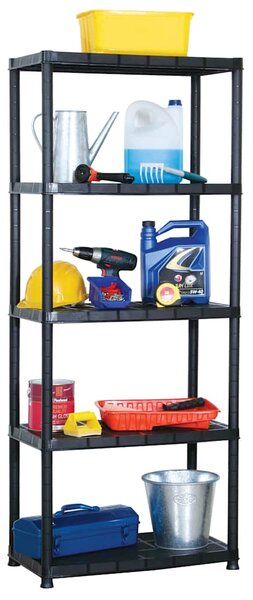 Úložný regál 5patrový černý 71 x 38 x 170 cm plast 147684