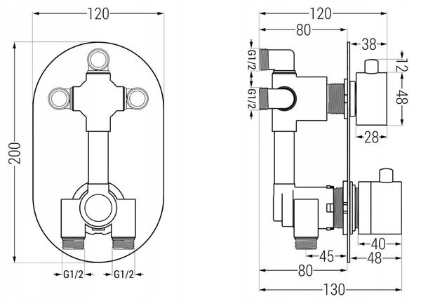 Mexen KAI - 3-výstupová podomítková sprchová sada 6v1, bílá, 77602-20set