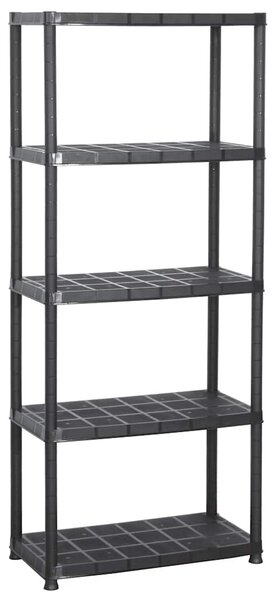 Úložný regál 5patrový černý 71 x 38 x 170 cm plast 147684