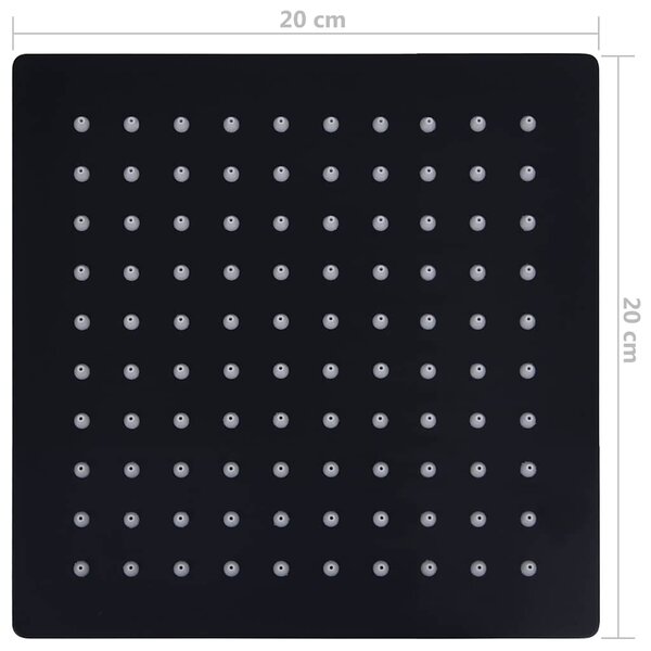 Dešťová sprchová hlavice nerezová ocel 20x20 cm čtvercová černá 147695