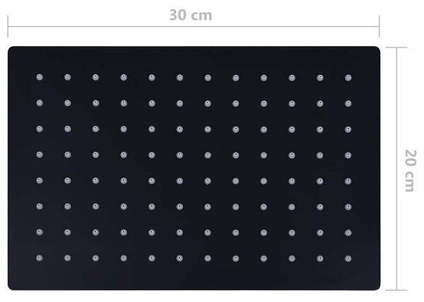 Sprchová hlavice nerezová ocel 30 x 20 cm obdélníková černá 147700