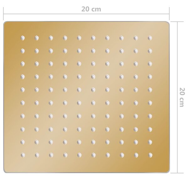Dešťová sprchová hlavice nerezová ocel 20x20 cm čtvercová zlatá 147708