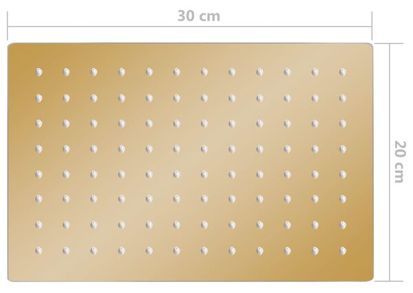 Dešťová sprchová hlavice nerezová ocel 30x20 cm obdélník zlatá 147713