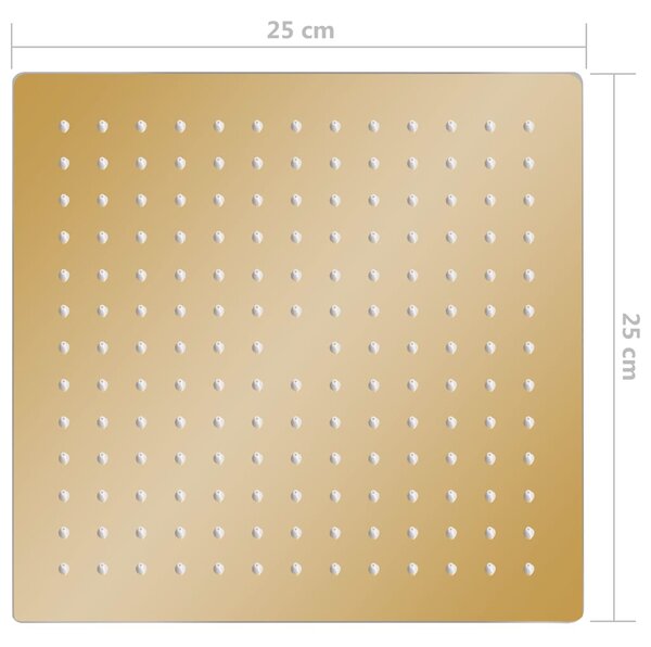 Dešťová sprchová hlavice nerezová ocel 25x25 cm čtvercová zlatá 147709