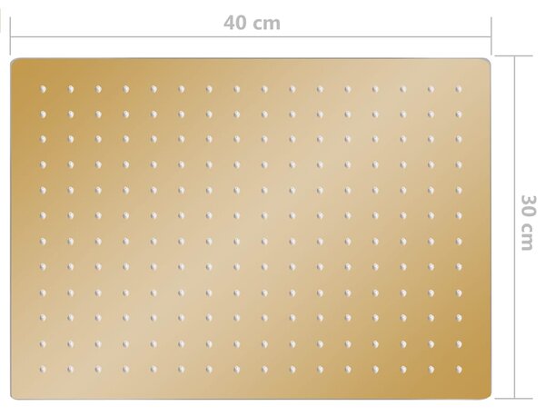 Dešťová sprchová hlavice nerezová ocel 40x30 cm obdélník zlatá 147714
