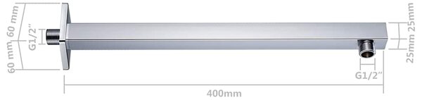 Podpůrné rameno do sprchy hranol nerez 201 stříbrné 40 cm 147732