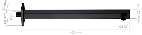 Podpůrné rameno do sprchy hranol nerezová ocel 201 černé 40 cm 147733