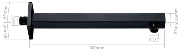 Podpůrné rameno do sprchy hranol nerezová ocel 201 černé 30 cm 147731