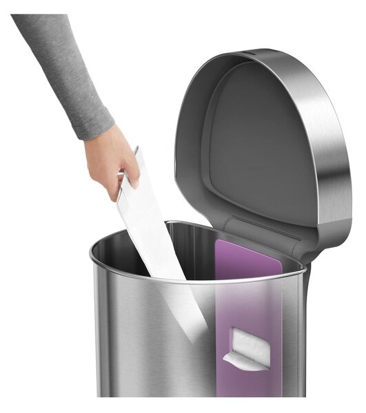 Bezdotykový odpadkový koš z nerezové oceli 45 l - simplehuman