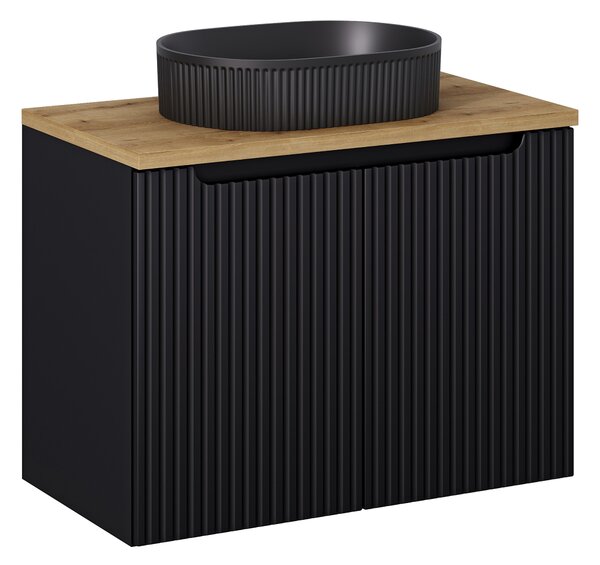 Comad Koupelnová skříňka s deskovým umyvadlem SET-NOB B OAK 80 černá mat/dub coast evoke