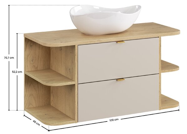 Comad Koupelnová skříňka s deskovým umyvadlem SET-DC B CREMONA 100 kašmír/dub cremona