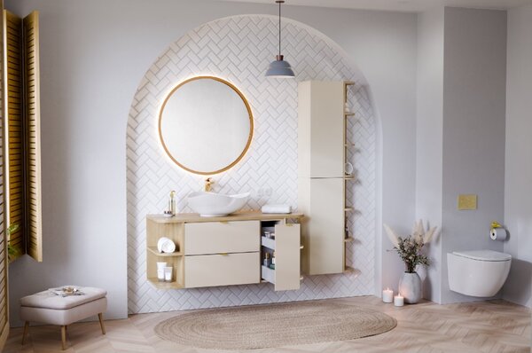 Comad Koupelnová skříňka s deskovými umyvadly set Dalia Cashmere 120 kašmír/dub cremona