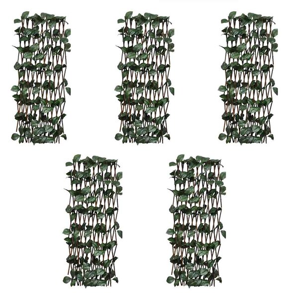 Vrbový trelážový plot 5 ks s umělými listy 180 x 30 cm 147751