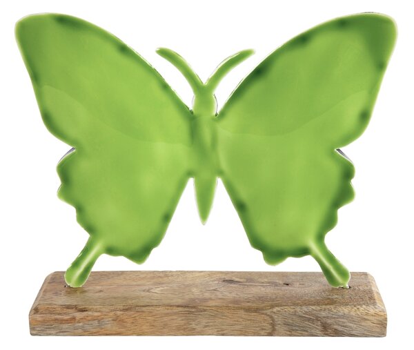 Kovová dekorace motýl BUTTERFLY 20 cm zelená