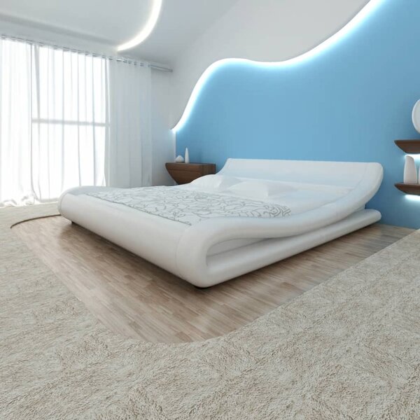 Postel s matrací bílá umělá kůže 140 x 200 cm