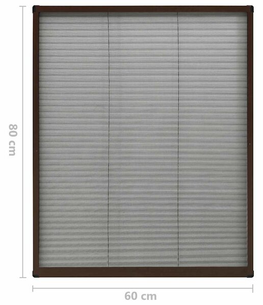 Plisovaná okenní síť proti hmyzu hliník hnědá 60 x 80 cm 148653