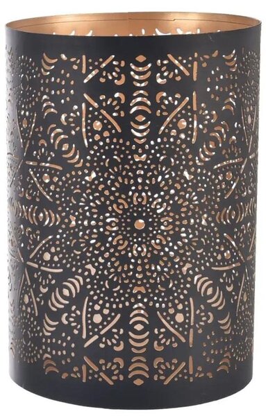 Mandala Svícen 13 x 13 x 22 cm, kov, černý/zlatý INDECOR X14025