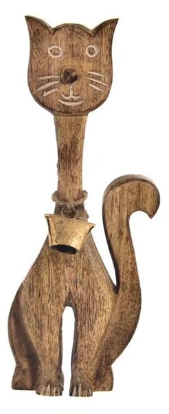 Kočka se zvonečkem 19 x 4 x 49 cm, mangové dřevo INDECOR X13097