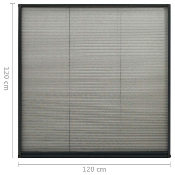 Plisovaná okenní síť proti hmyzu hliník antracitová 120x120 cm 148666