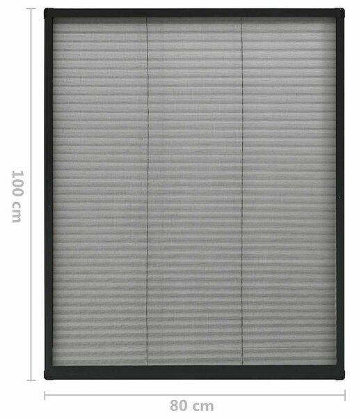 Plisovaná okenní síť proti hmyzu hliník antracitová 80 x 100 cm 148664
