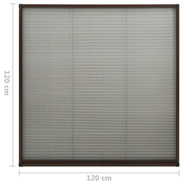 Plisovaná okenní síť proti hmyzu hliník hnědá 120 x 120 cm 148656