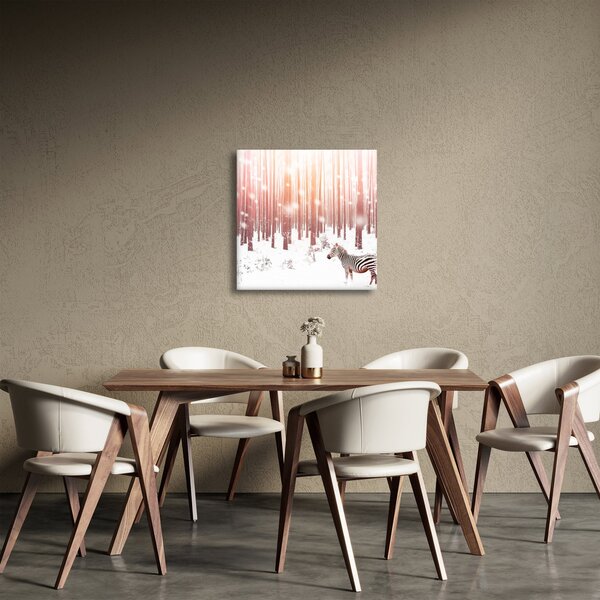Obraz - Zebra v zasněženém lese (30x30 cm)