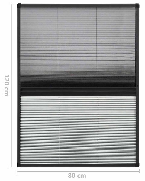 Plisovaná okenní síť proti hmyzu se zástěnou hliník 80 x 120 cm 148684
