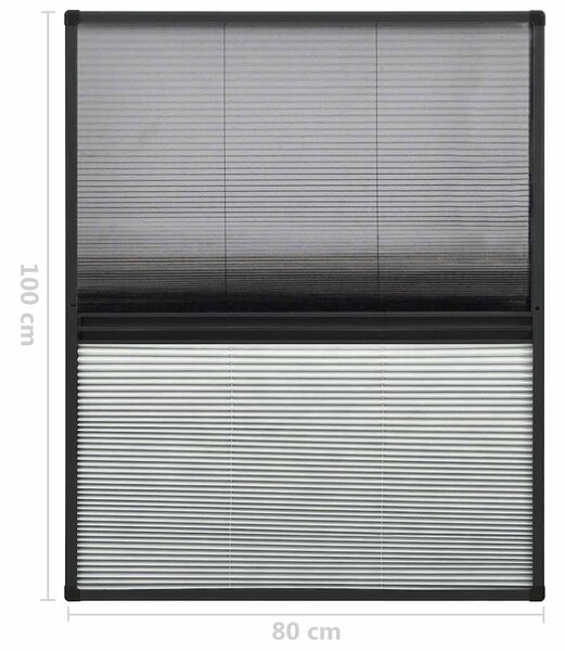 Plisovaná okenní síť proti hmyzu se zástěnou hliník 80 x 100 cm 148683
