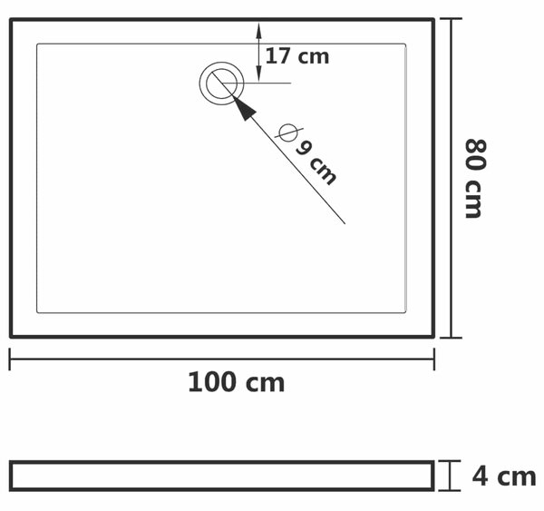 Sprchové vaničky 80 x 100 x 4 cm ABS 148897
