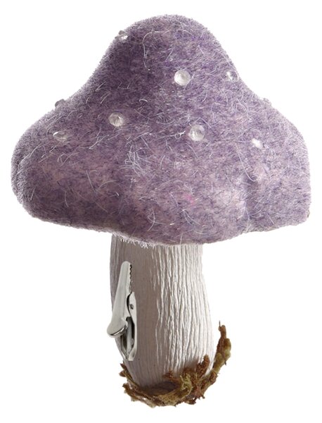 Podzimní dekorace s klipem MUSHROOM 13,5 cm, fialová