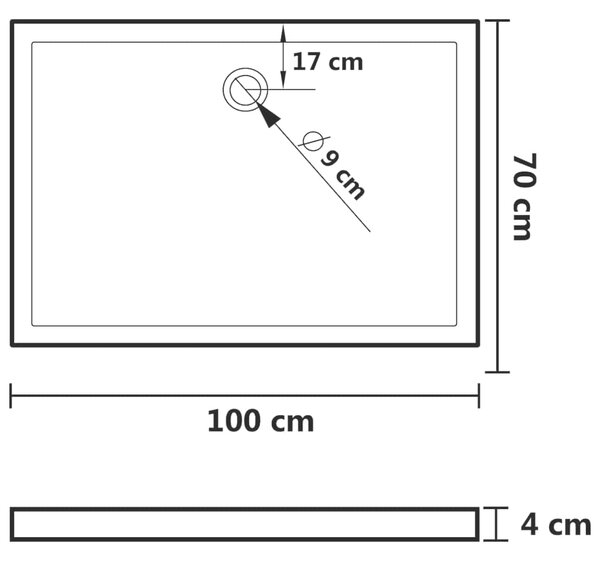 Sprchové vaničky 70 x 100 x 4 cm ABS 148899