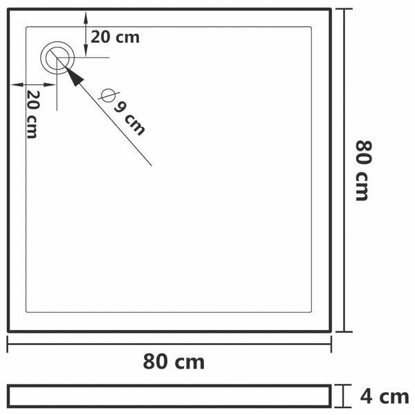 Sprchové vaničky 80 x 80 x 4 cm ABS 148900