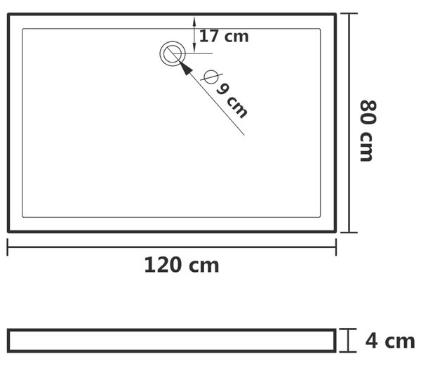 Sprchové vaničky 80 x 120 x 4 cm ABS 148901