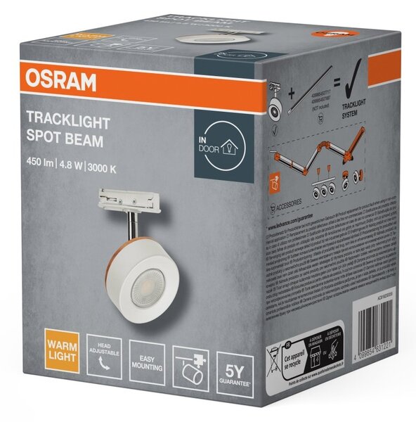 Lištové bodové svítidlo Tracklight Beam, 4.8W, Teplá bílá, Bílé