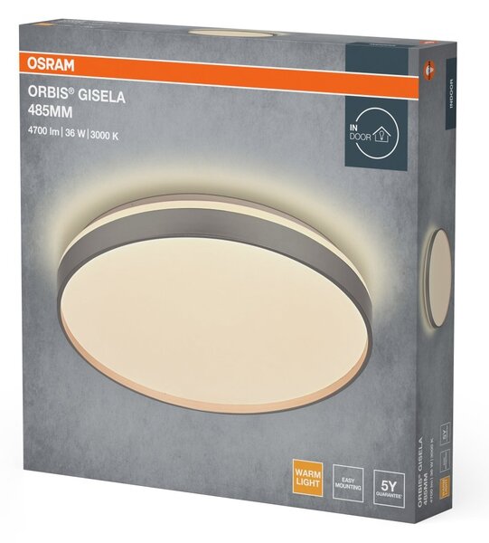 Stropní svítidlo Orbis Gisela, stříbrná, teplá bílá, 485 mm