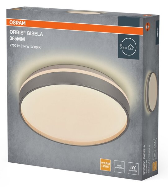 Stropní svítidlo Orbis Gisela, stříbrná, teplá bílá, 385 mm