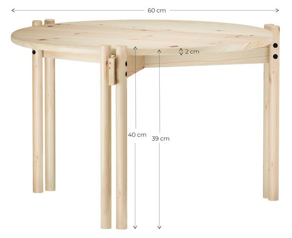 Černý kulatý konferenční stolek z borovicového dřeva ø 60 cm Sticks – Karup Design