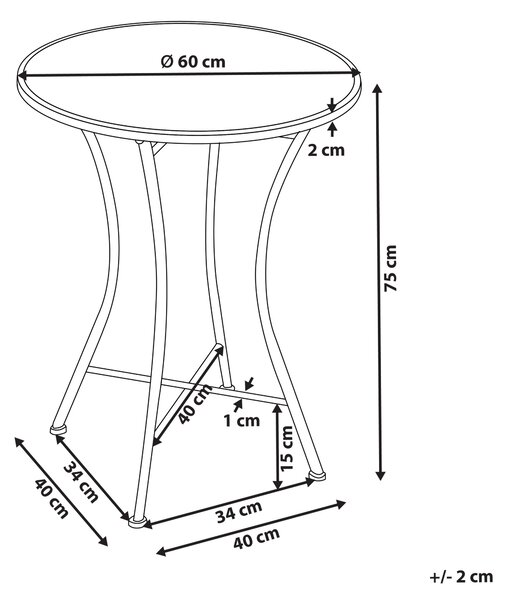 Bistro stolek COLLIO 60 cm 60 cm Kov Černá