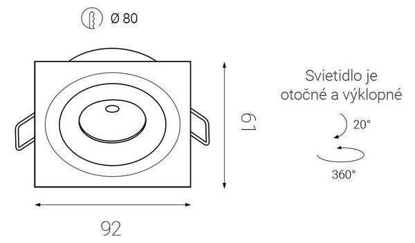 LED2 2160431 192N, otočné a výklopné zápustné bodové svítidlo 92mm 6W / 530lm 3000K bílá
