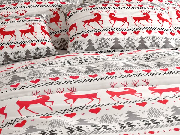 Flanelové povlečení DEER DREAMS bílé Rozměr povlečení: 2 ks 70 x 90 cm | 200 x 220 cm