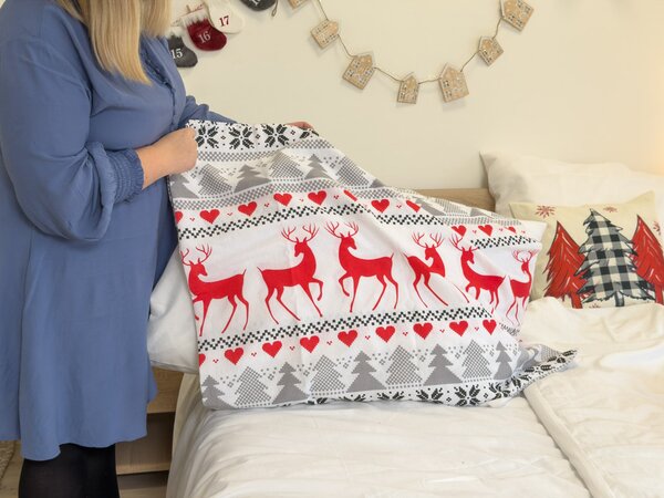 Flanelové povlečení DEER DREAMS bílé Rozměr povlečení: 2 ks 70 x 90 cm | 200 x 220 cm