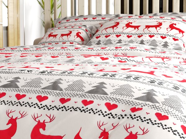 Flanelové povlečení DEER DREAMS bílé Rozměr povlečení: 2 ks 70 x 90 cm | 200 x 220 cm