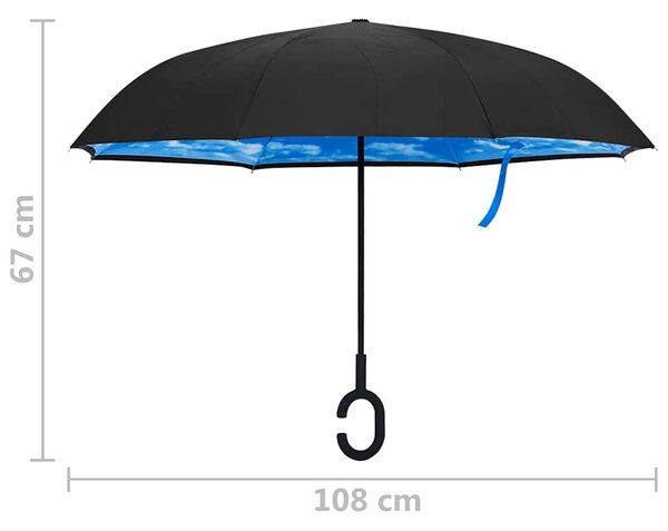 Deštník s rukojetí ve tvaru C černý 108 cm 149142