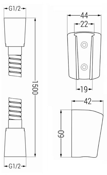 Mexen příslušenství - 1-bodový ruční sprchový set R-17, černá, 785176052-70