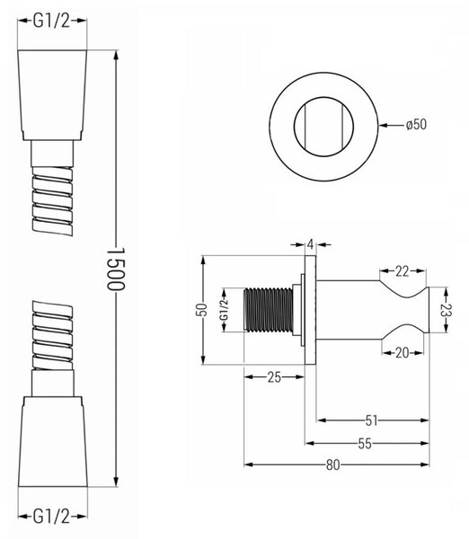 Mexen příslušenství - podomítkový 1-bodový ruční sprchový set R-70, grafit, 785706051-66