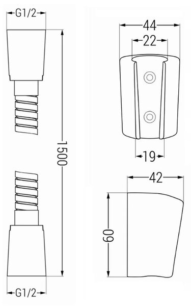Mexen příslušenství - 1-bodový ruční sprchový set R-62, černý, 785626052-70