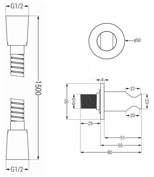 Mexen příslušenství - 1-bodový ruční sprchový set R-70, chrom, 785706051-00