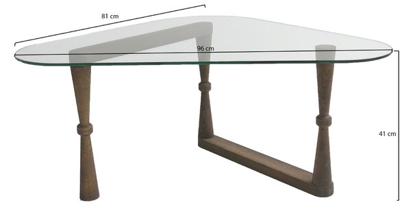 Kalune Design Konferenční stolek Cam Orta Sepha z masivu ořech/tvrzené čiré sklo