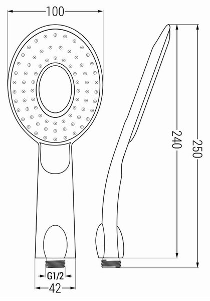 Mexen příslušenství - 1-bodový ruční sprchový set R-73, černý, 785736052-70